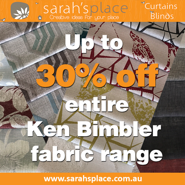 Up to 30% off the entire Ken Bimbler fabric range